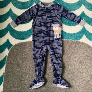 Carter’s Puppy Camo Fleece Jumpsuit (Blue, Grey) Size 24mo